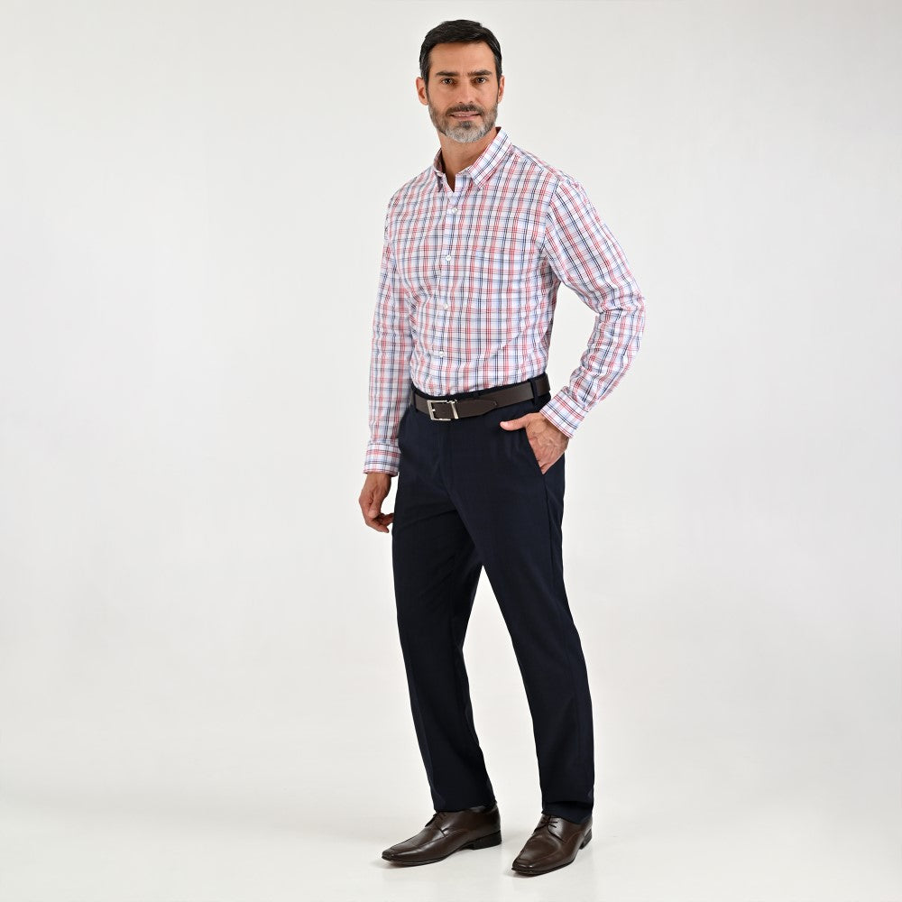 Camisa Sansabelt Para Caballero Manga Larga Regular Fit 8064 Rojo