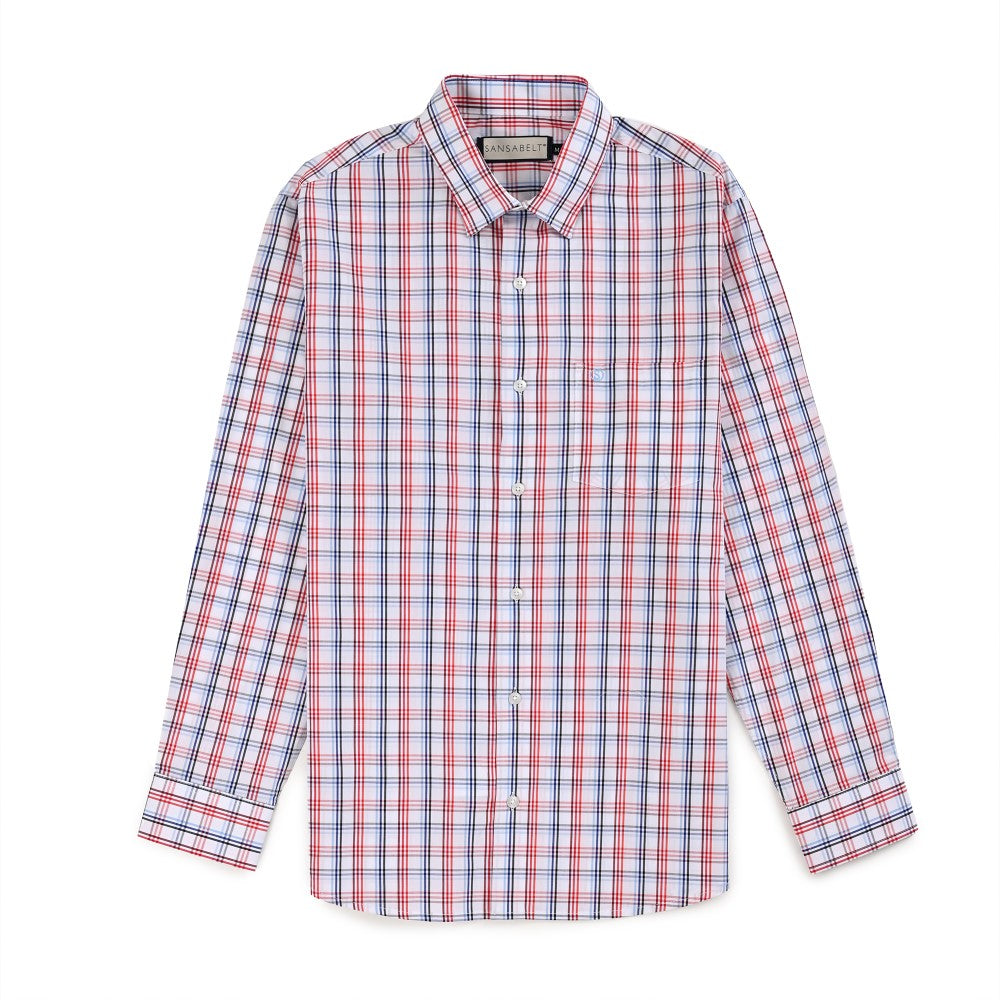 Camisa Sansabelt Para Caballero Manga Larga Regular Fit 8064 Rojo