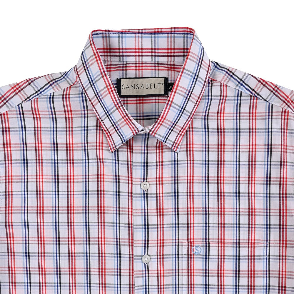 Camisa Sansabelt Para Caballero Manga Larga Regular Fit 8064 Rojo