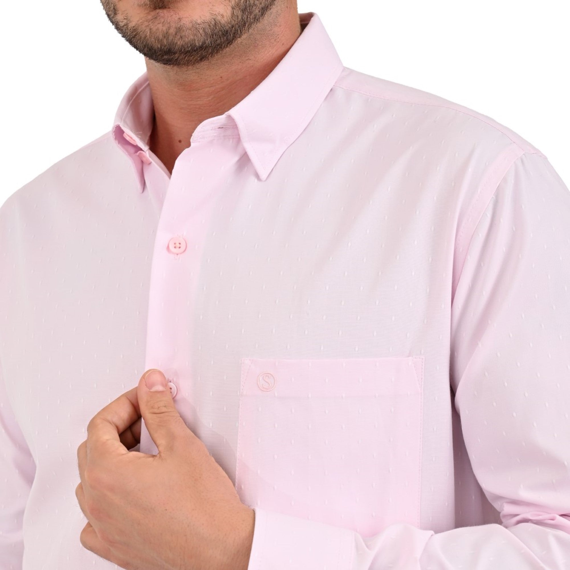 Camisa Sansabelt Regular Fit Manga Larga Boton Oculto 3789