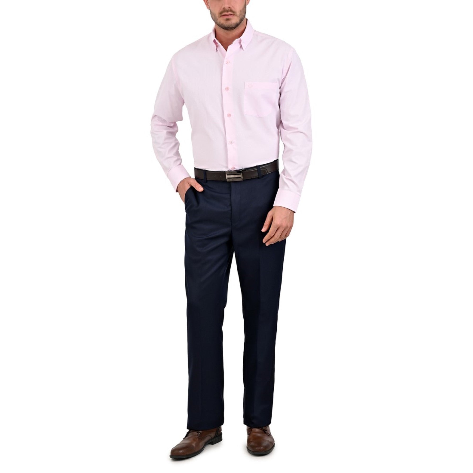 Camisa Sansabelt Regular Fit Manga Larga Boton Oculto 3789
