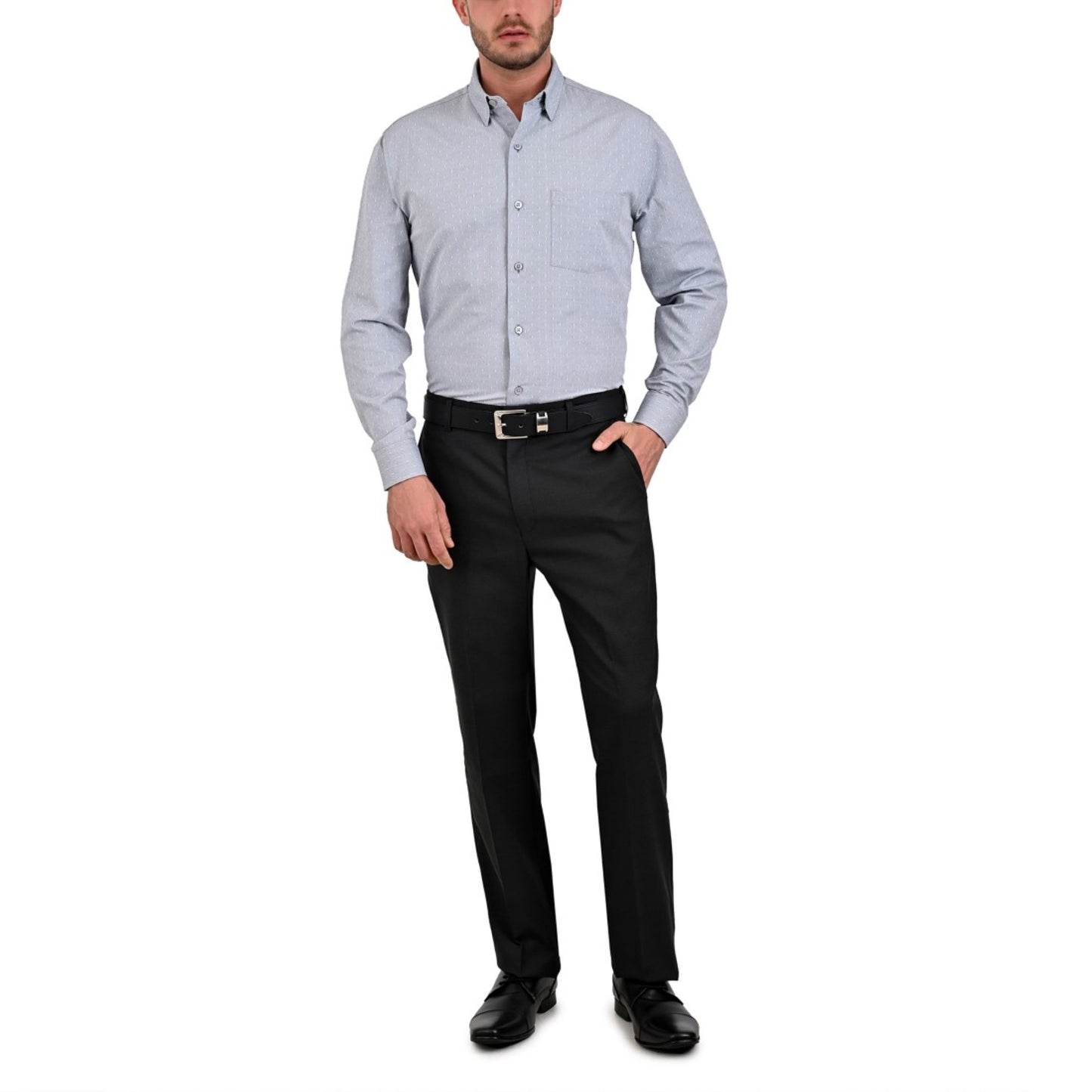 Camisa Sansabelt Regular Fit Manga Larga Boton Oculto 3794