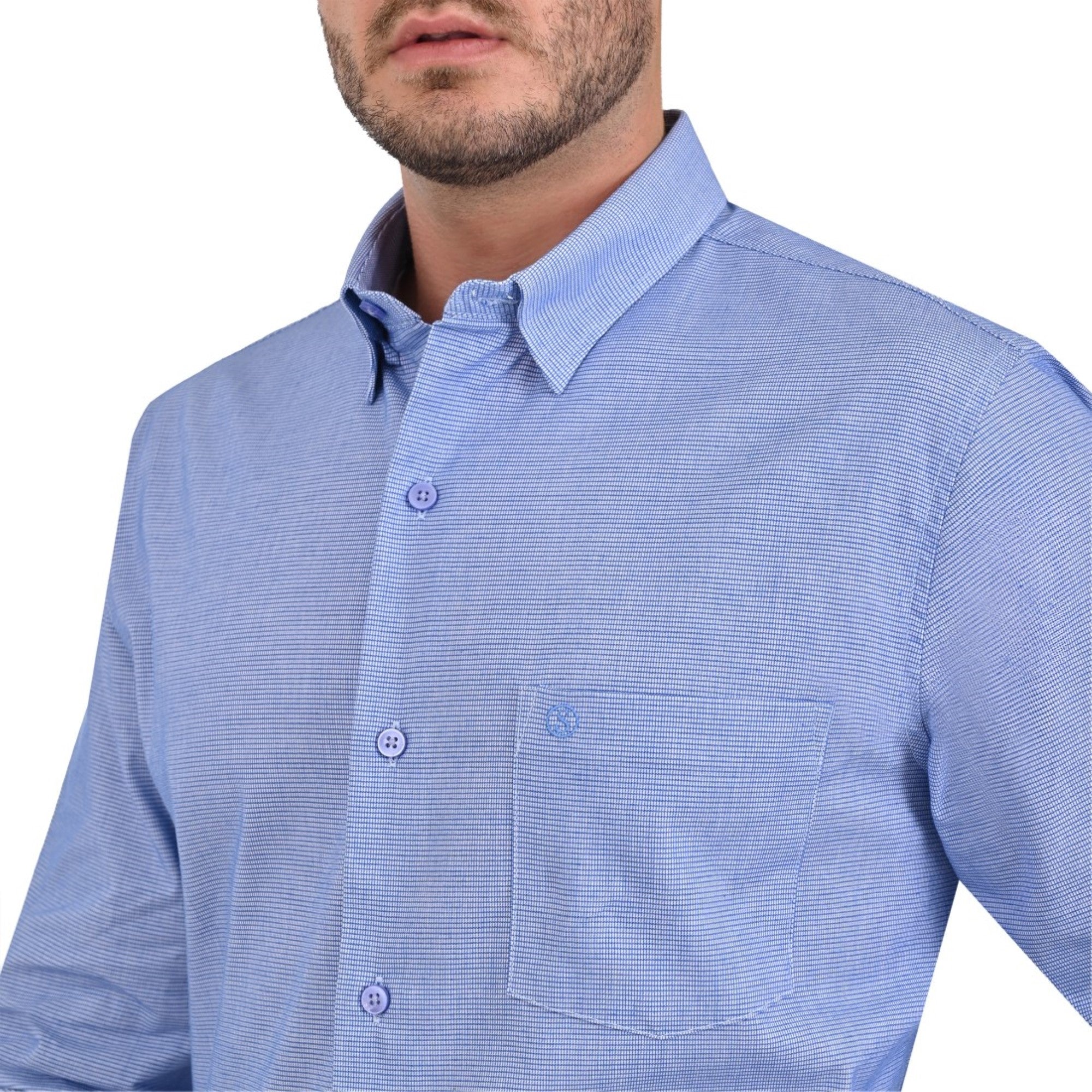 Camisa Sansabelt Regular Fit Manga Larga Boton Oculto 3811
