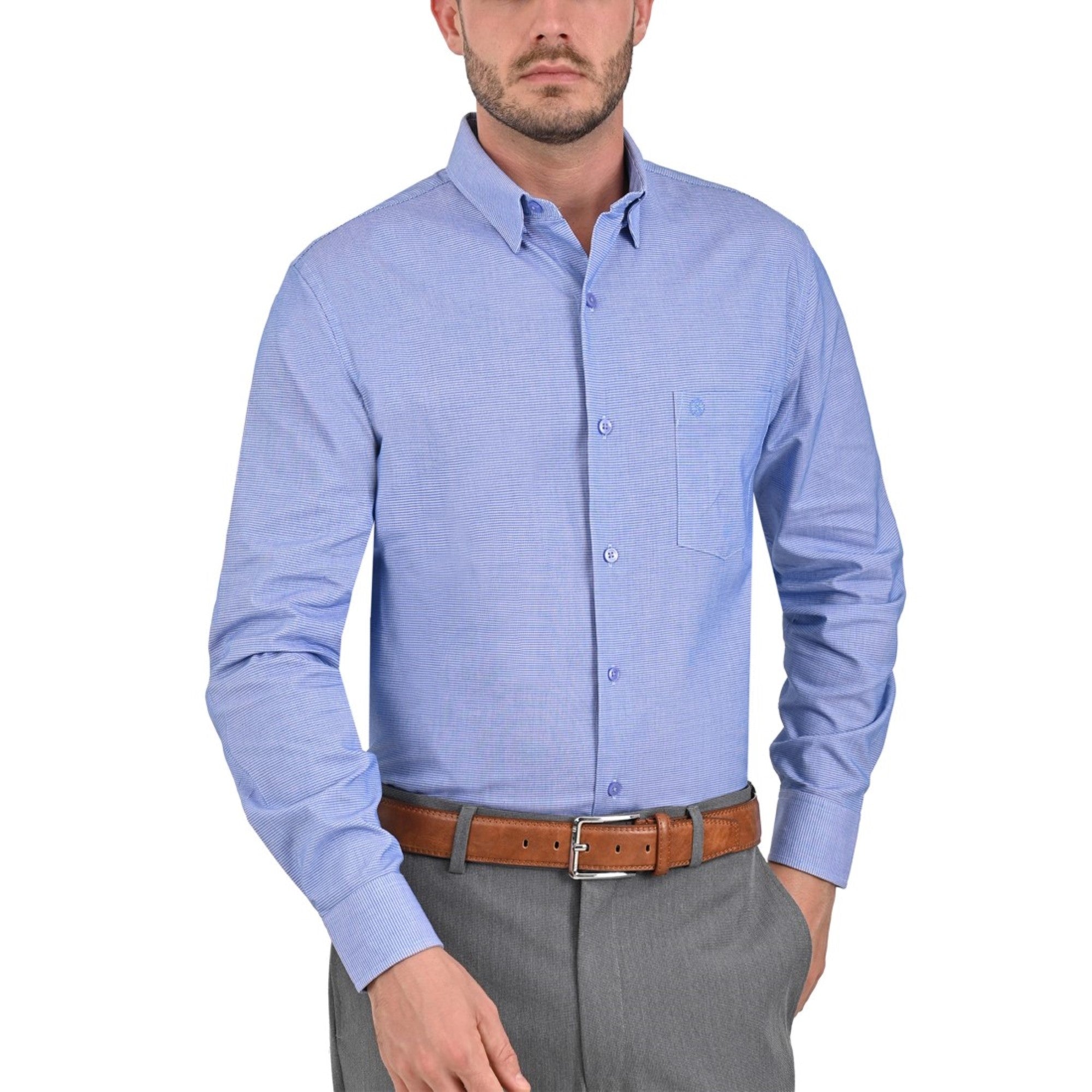 Camisa Sansabelt Regular Fit Manga Larga Boton Oculto 3811