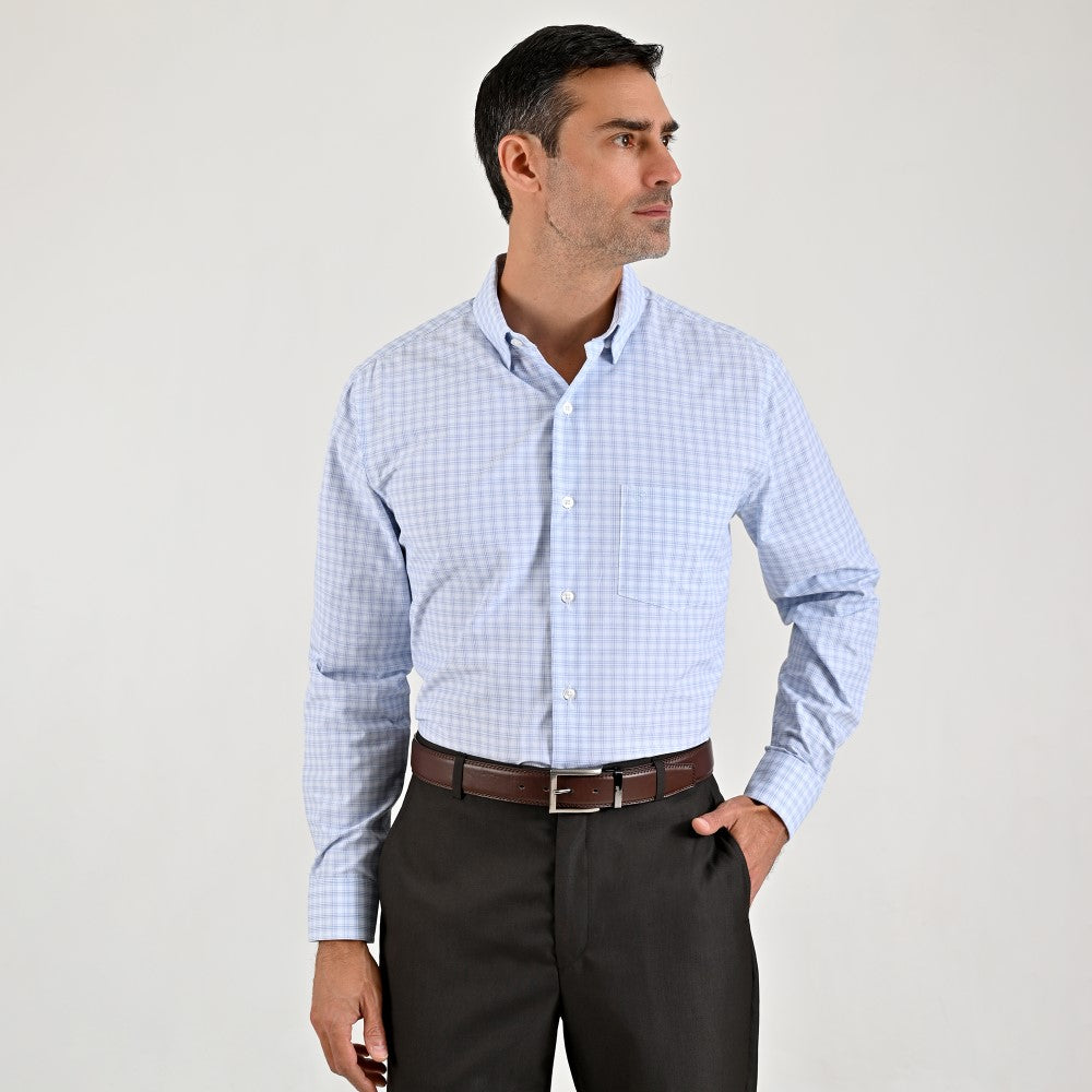Camisa de vestir Sansabelt Regular Fit Manga larga 7567 Azul
