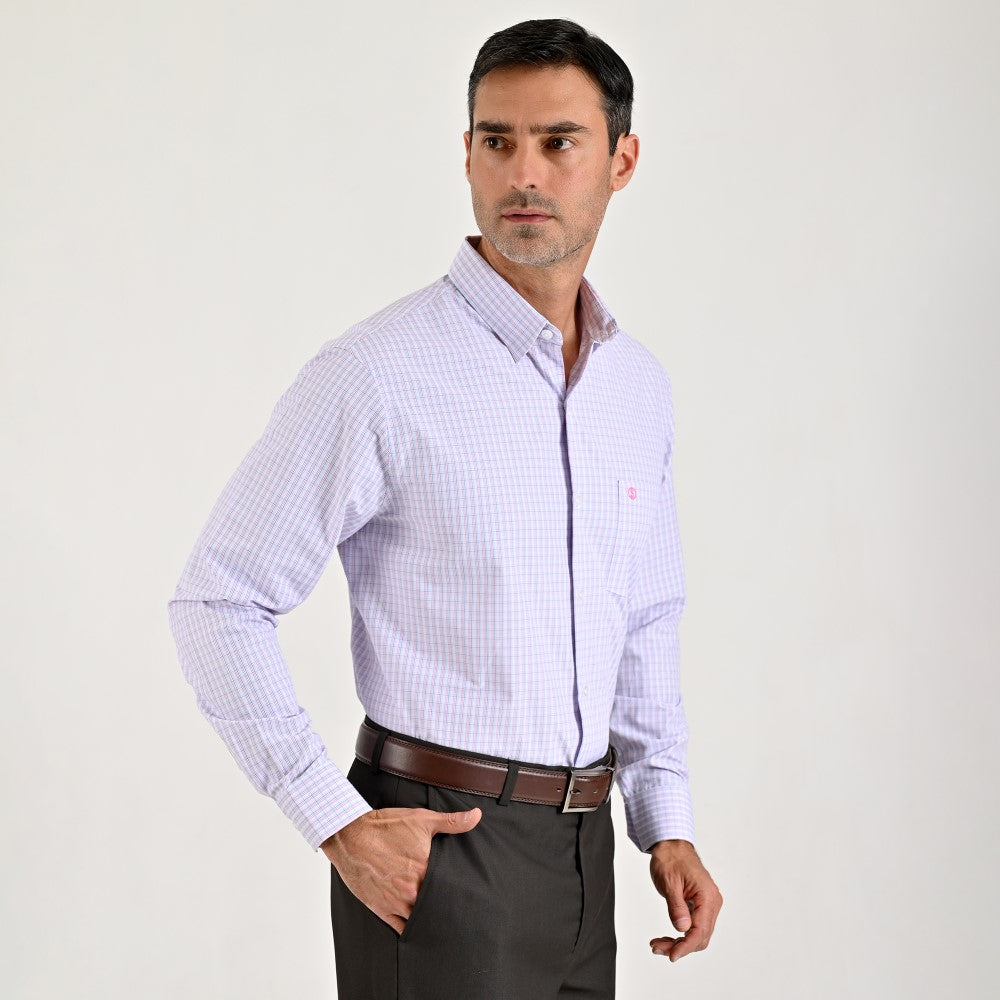 Camisa de vestir Sansabelt Regular Fit Manga larga 7571 Rosa