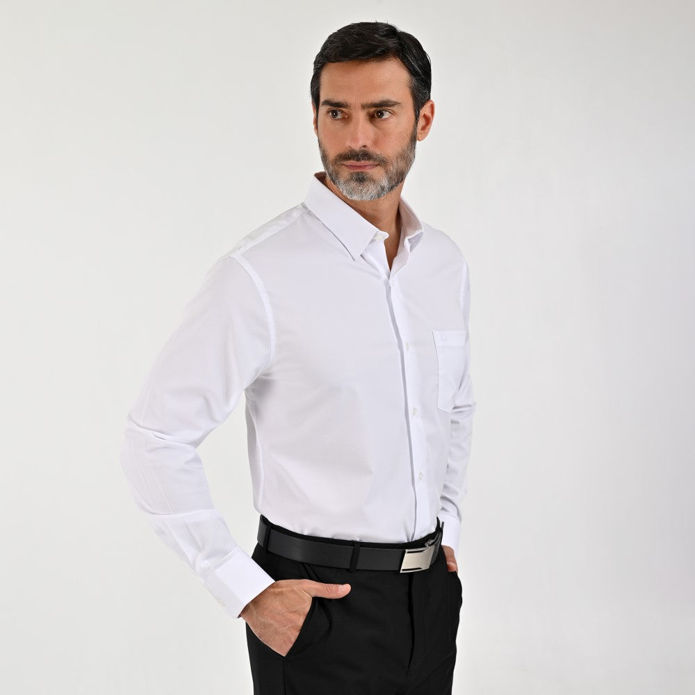 Camisa Sansabelt Para Caballero Manga Larga Regular Fit 7966 Blanco
