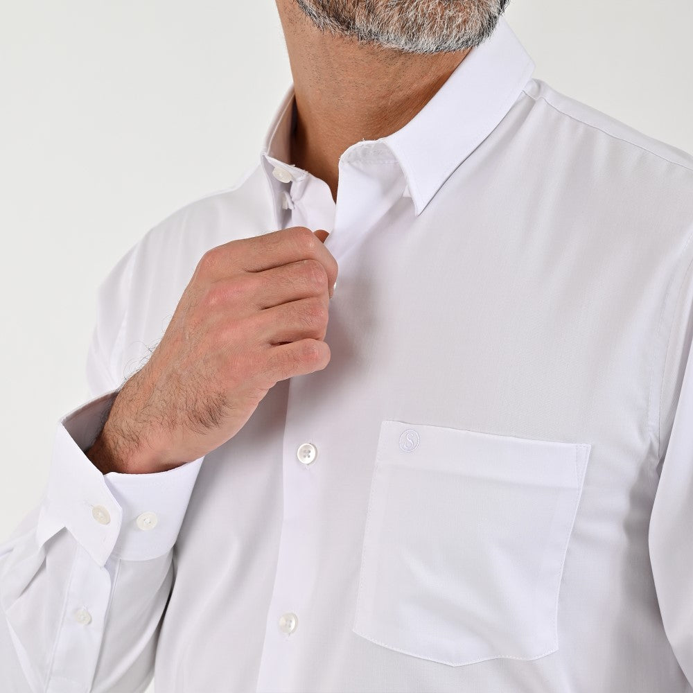 Camisa Sansabelt Para Caballero Manga Larga Regular Fit 7966 Blanco