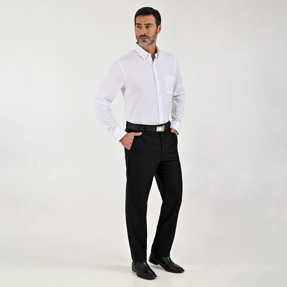 Camisa Sansabelt Para Caballero Manga Larga Regular Fit 7966 Blanco