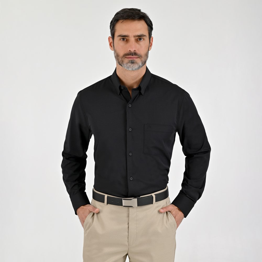 Camisa Sansabelt Para Caballero Manga Larga Regular Fit 7966 Negro