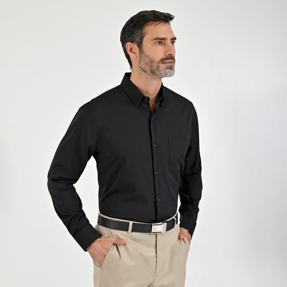 Camisa Sansabelt Para Caballero Manga Larga Regular Fit 7966 Negro
