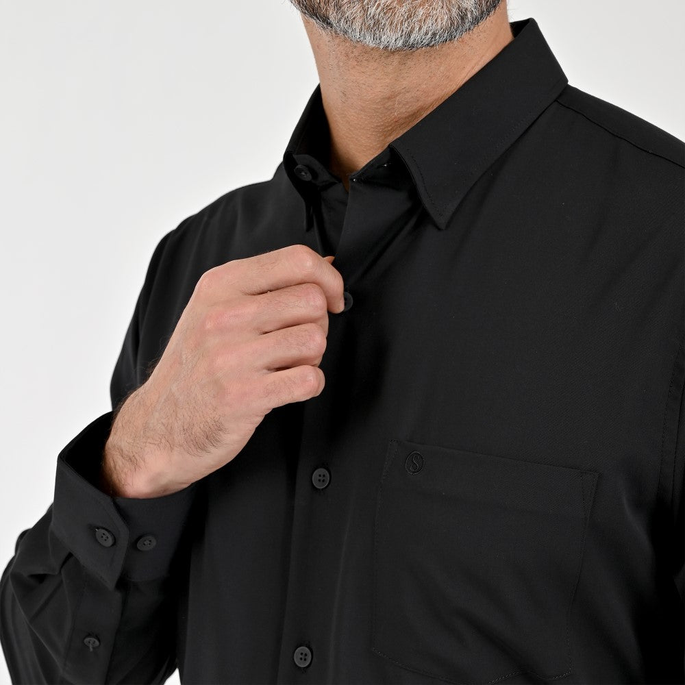 Camisa Sansabelt Para Caballero Manga Larga Regular Fit 7966 Negro