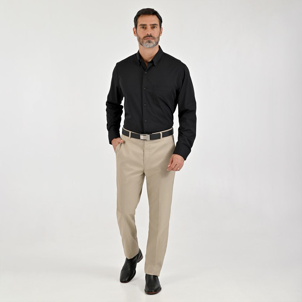 Camisa Sansabelt Para Caballero Manga Larga Regular Fit 7966 Negro