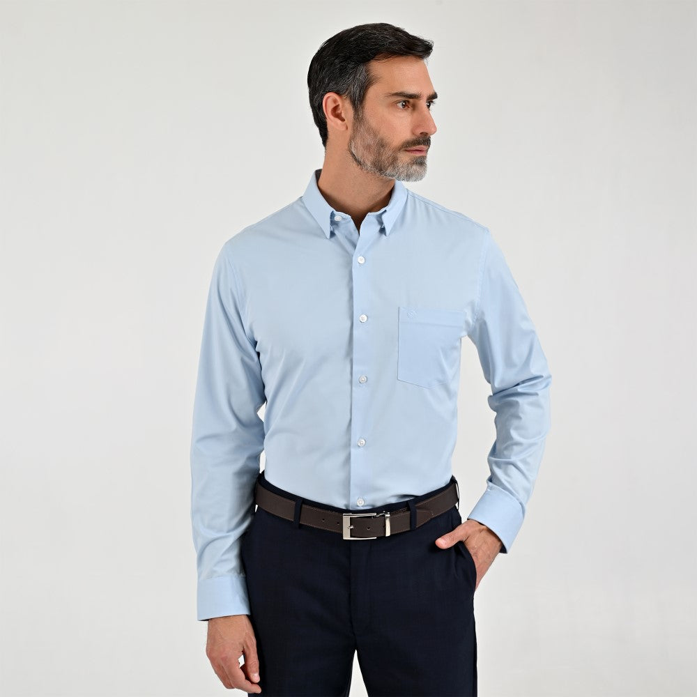 Camisa Sansabelt Para Caballero Manga Larga Regular Fit 7966 Azul