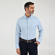 Camisa Sansabelt Para Caballero Manga Larga Regular Fit 7966 Azul