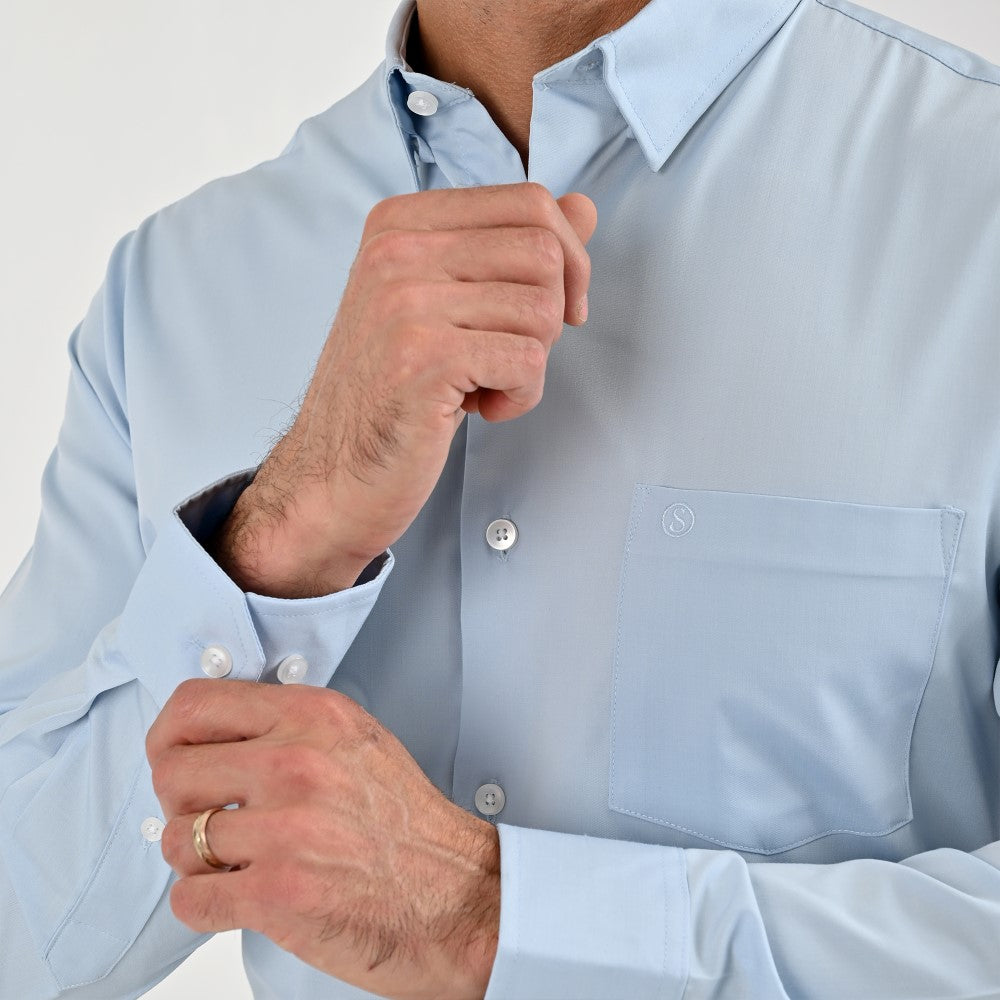 Camisa Sansabelt Para Caballero Manga Larga Regular Fit 7966 Azul