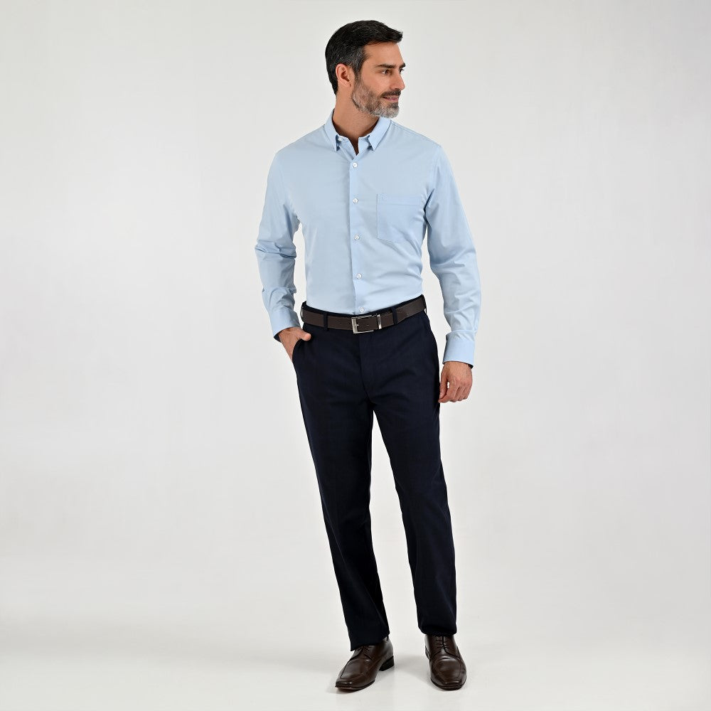 Camisa Sansabelt Para Caballero Manga Larga Regular Fit 7966 Azul