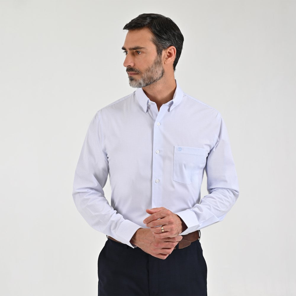Camisa Sansabelt Para Caballero Manga Larga Regular Fit 8057 Azul
