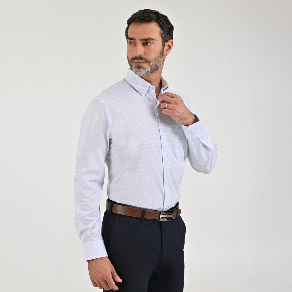 Camisa Sansabelt Para Caballero Manga Larga Regular Fit 8057 Azul