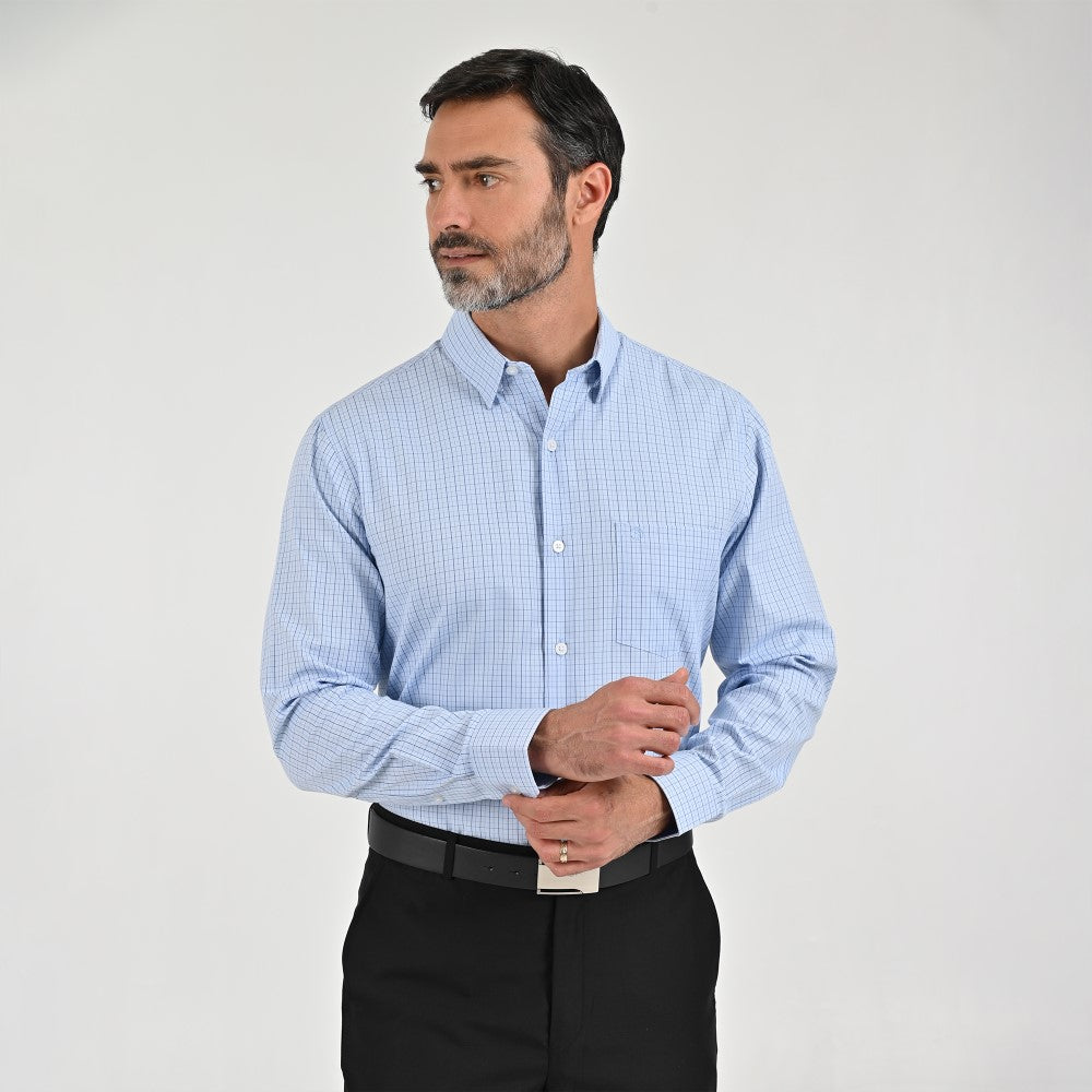 Camisa Sansabelt Para Caballero Manga Larga Regular Fit 8061 Azul