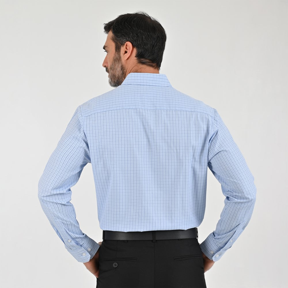 Camisa Sansabelt Para Caballero Manga Larga Regular Fit 8061 Azul