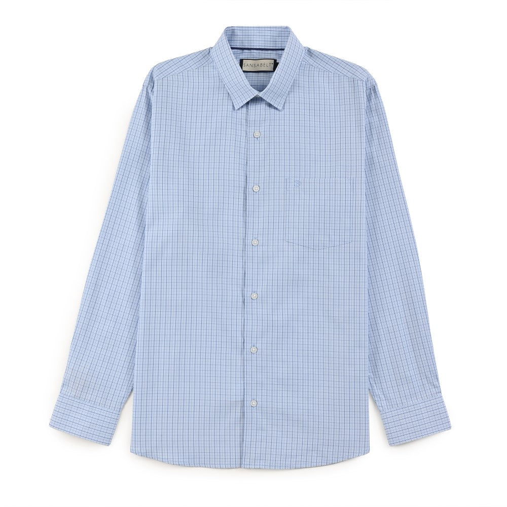 Camisa Sansabelt Para Caballero Manga Larga Regular Fit 8061 Azul