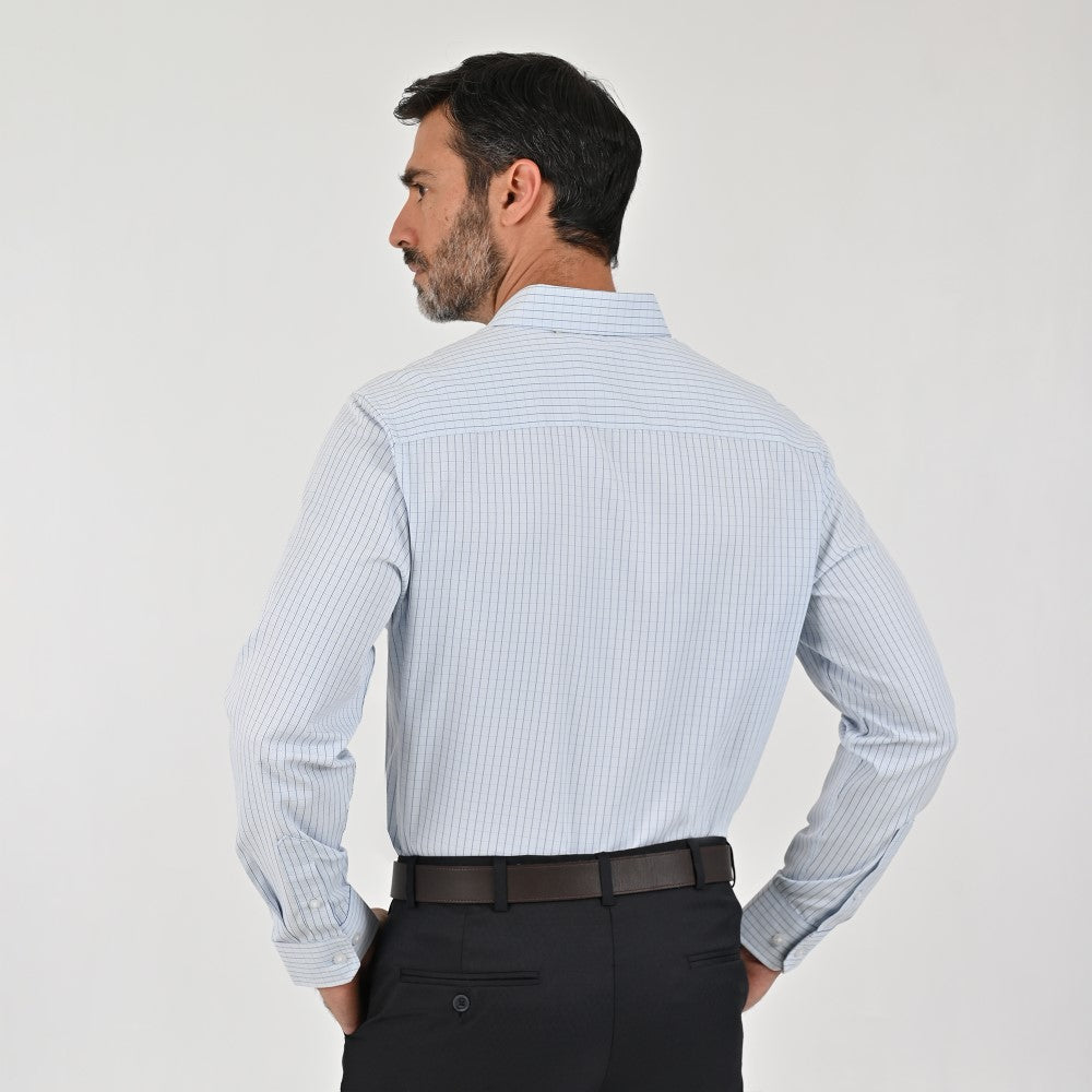 Camisa Sansabelt Para Caballero Manga Larga Regular Fit 8065 Azul