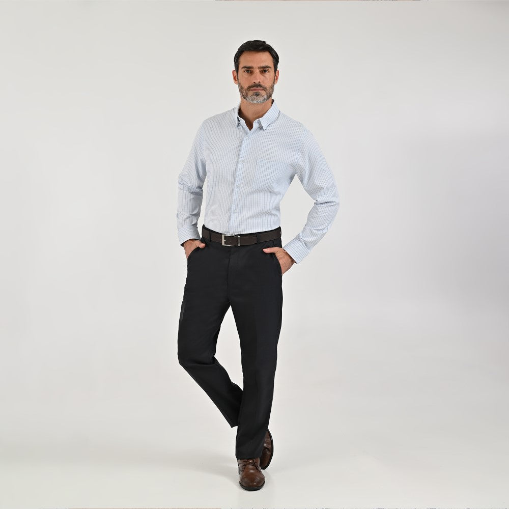 Camisa Sansabelt Para Caballero Manga Larga Regular Fit 8065 Azul