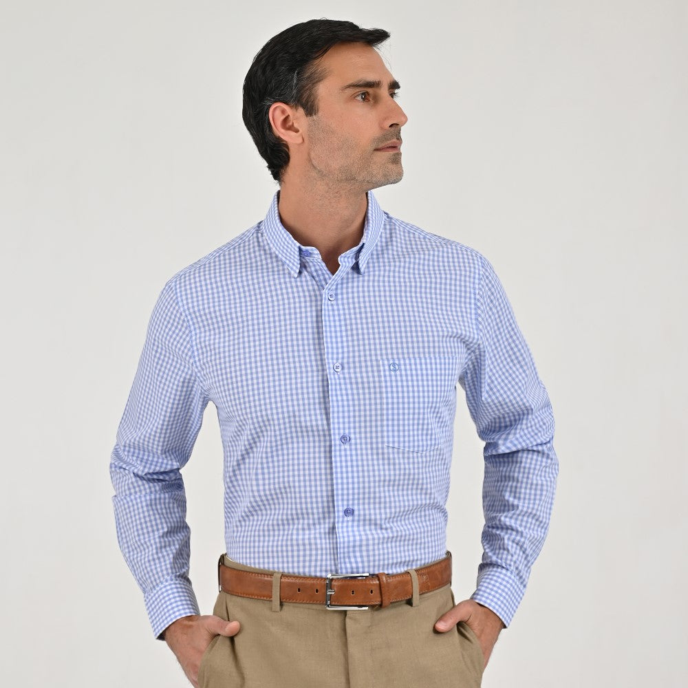 Camisa Sansabelt Regular Fit Botón Oculto Manga Larga 3050