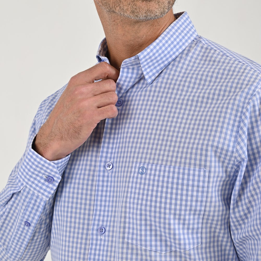 Camisa Sansabelt Regular Fit Botón Oculto Manga Larga 3050