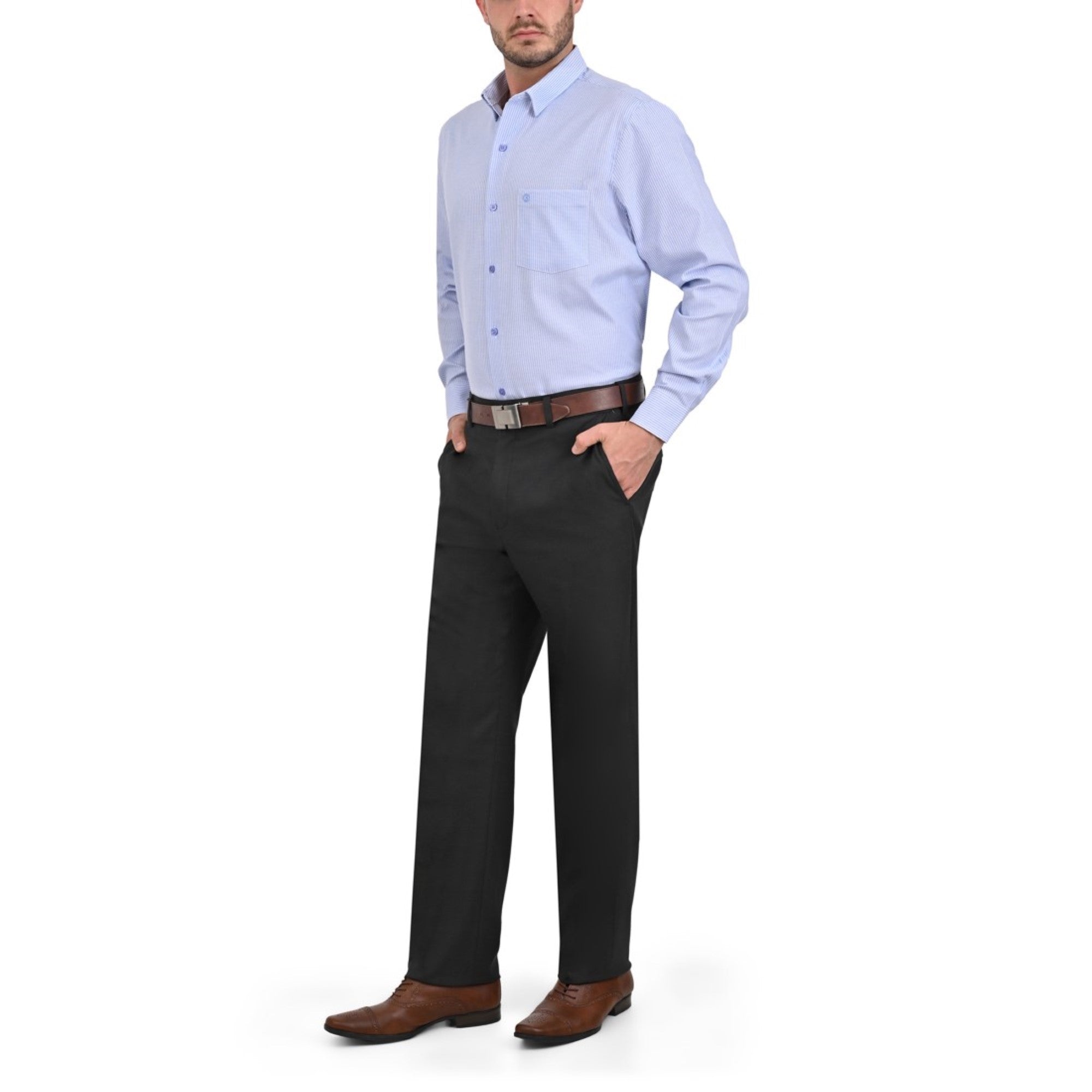 Camisa Sansabelt Regular Fit Manga Larga Boton Oculto 3808