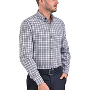 Camisa Sansabelt Regular Fit Manga Larga Boton Oculto 3809 Gris