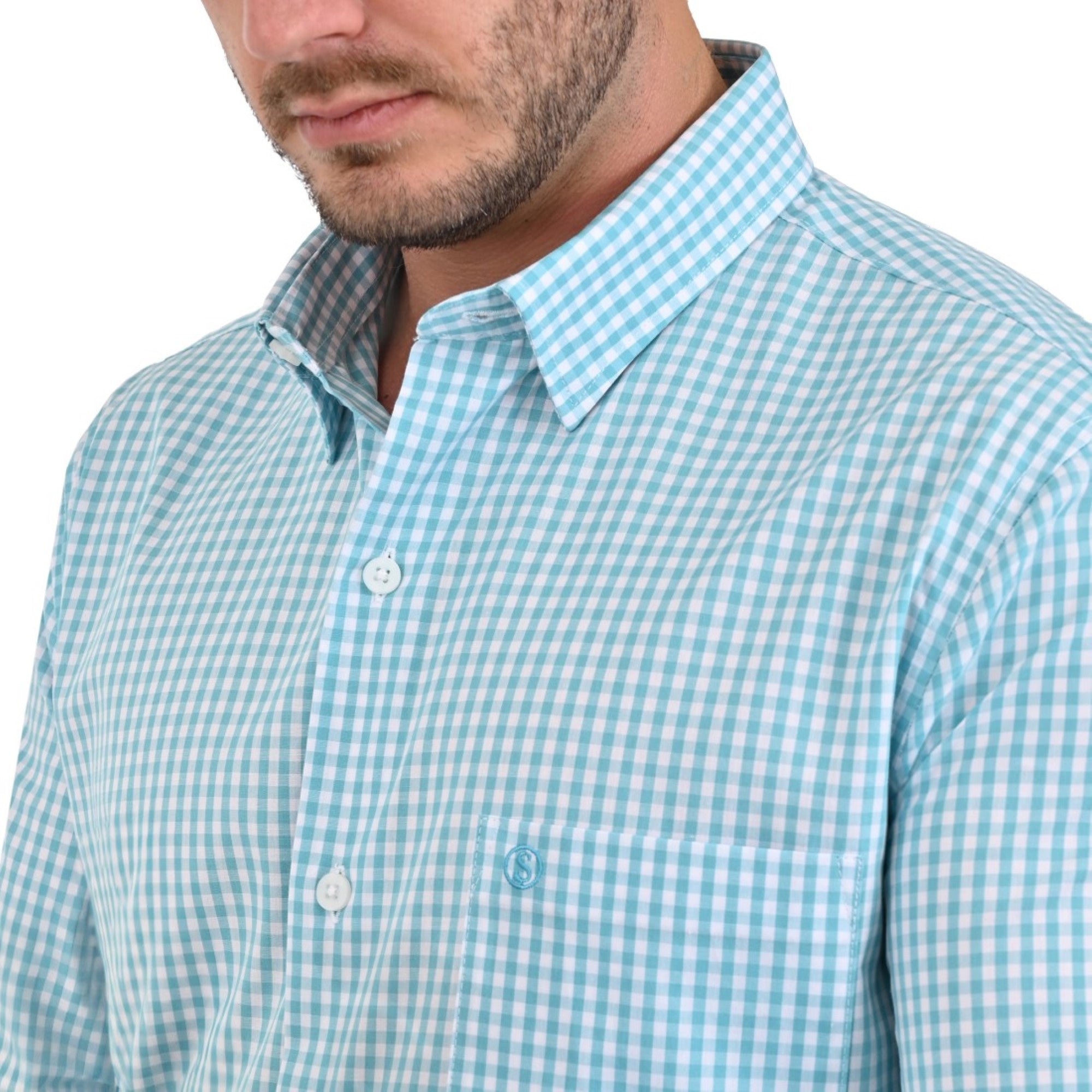 Camisa Sansabelt Regular Fit Manga Larga Boton Oculto 3810