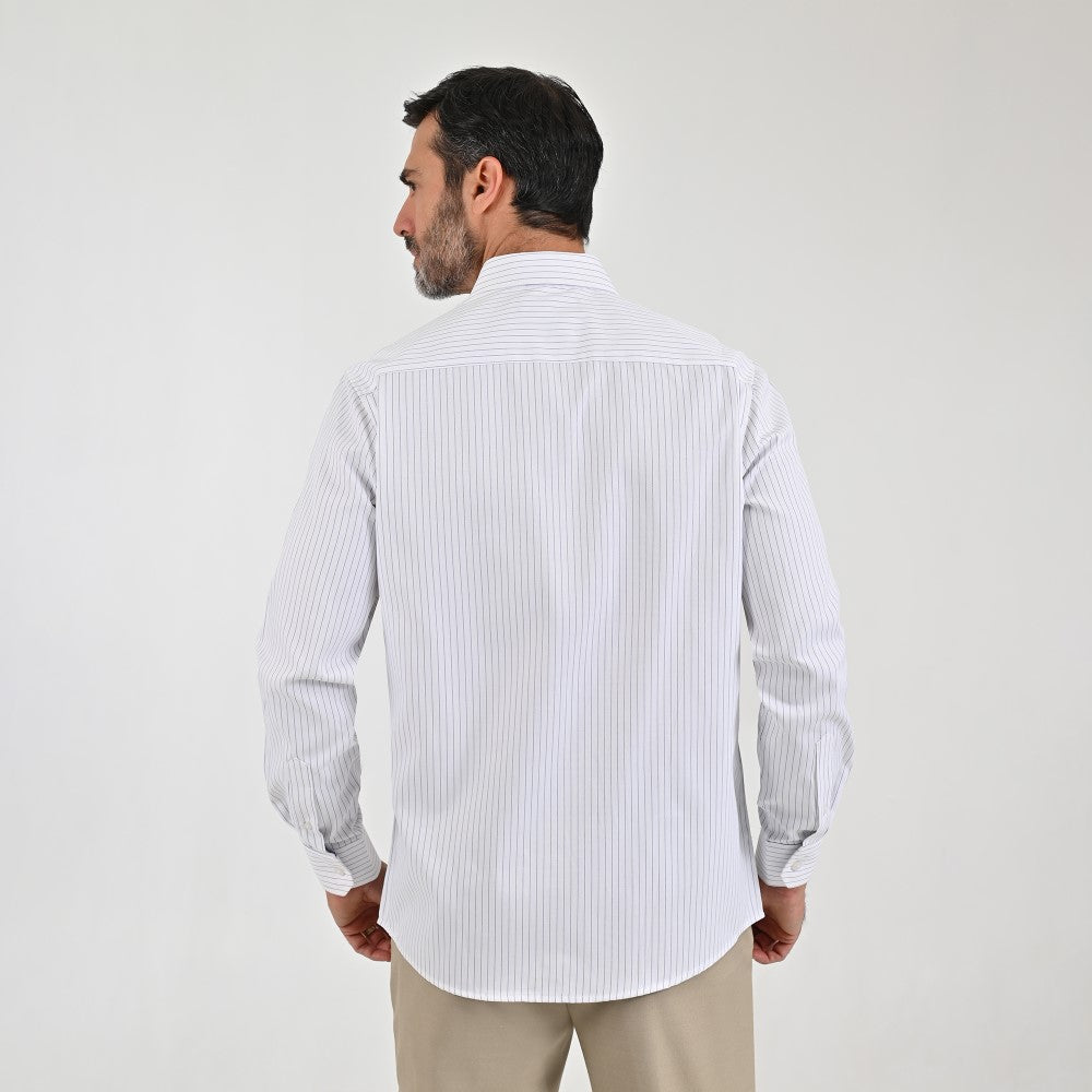Camisa Sansabelt Para Caballero Manga Larga Regular Fit 8059 Blanco
