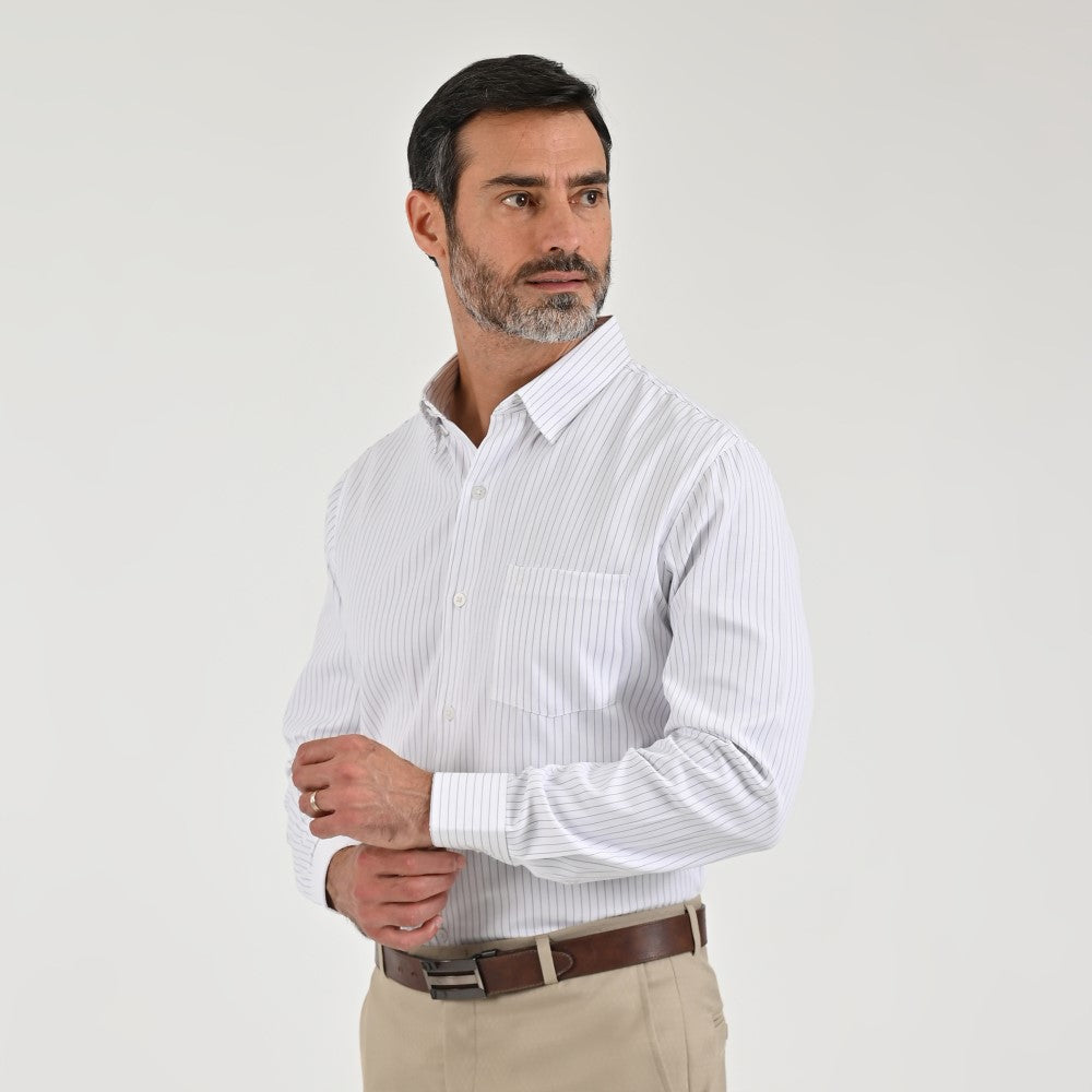 Camisa Sansabelt Para Caballero Manga Larga Regular Fit 8059 Blanco