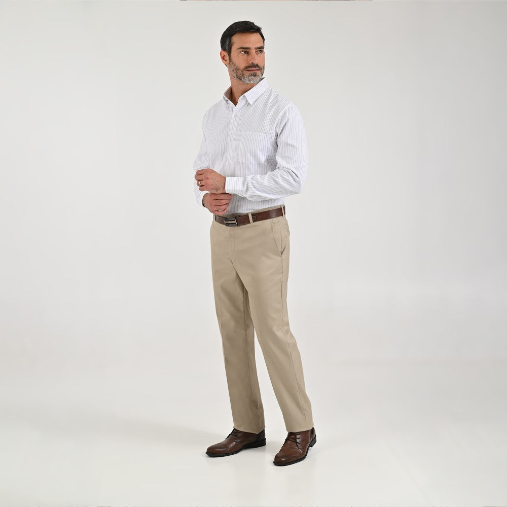 Camisa Sansabelt Para Caballero Manga Larga Regular Fit 8059 Blanco