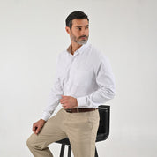 Camisa Sansabelt Para Caballero Manga Larga Regular Fit 8059 Blanco