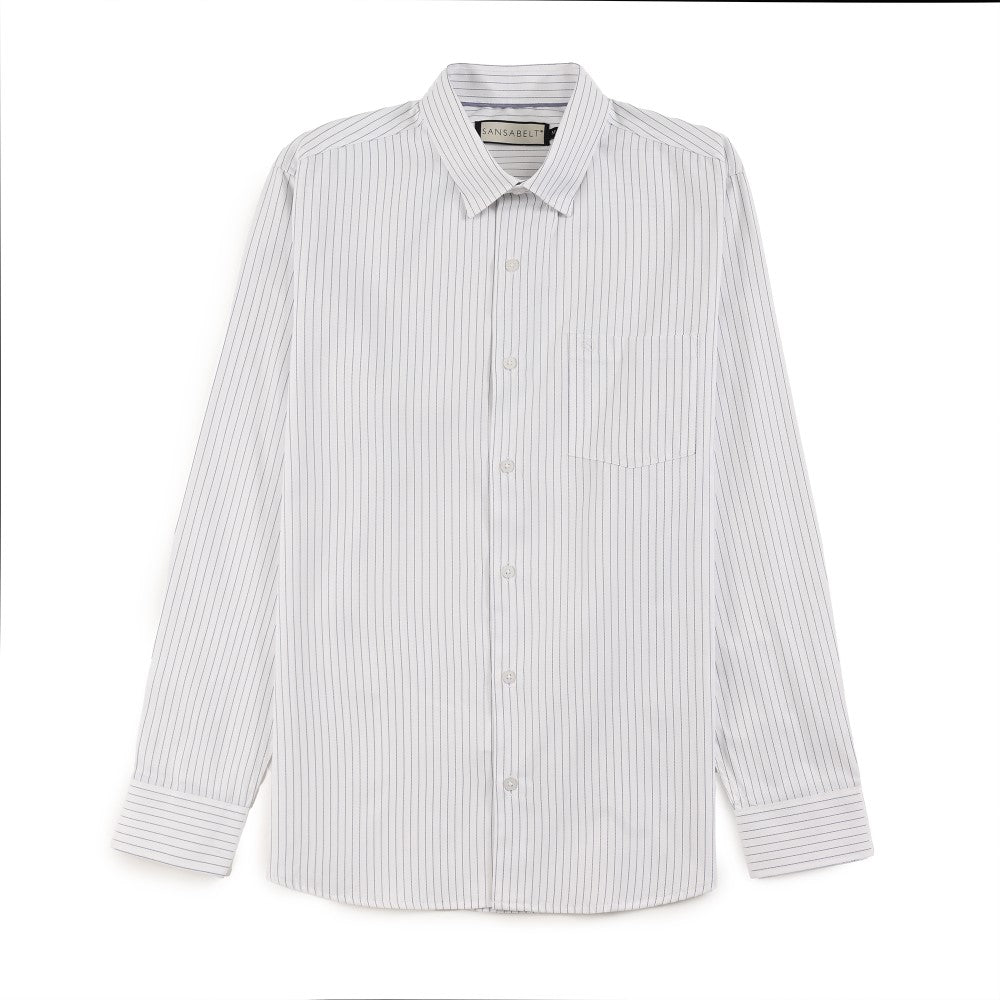 Camisa Sansabelt Para Caballero Manga Larga Regular Fit 8059 Blanco