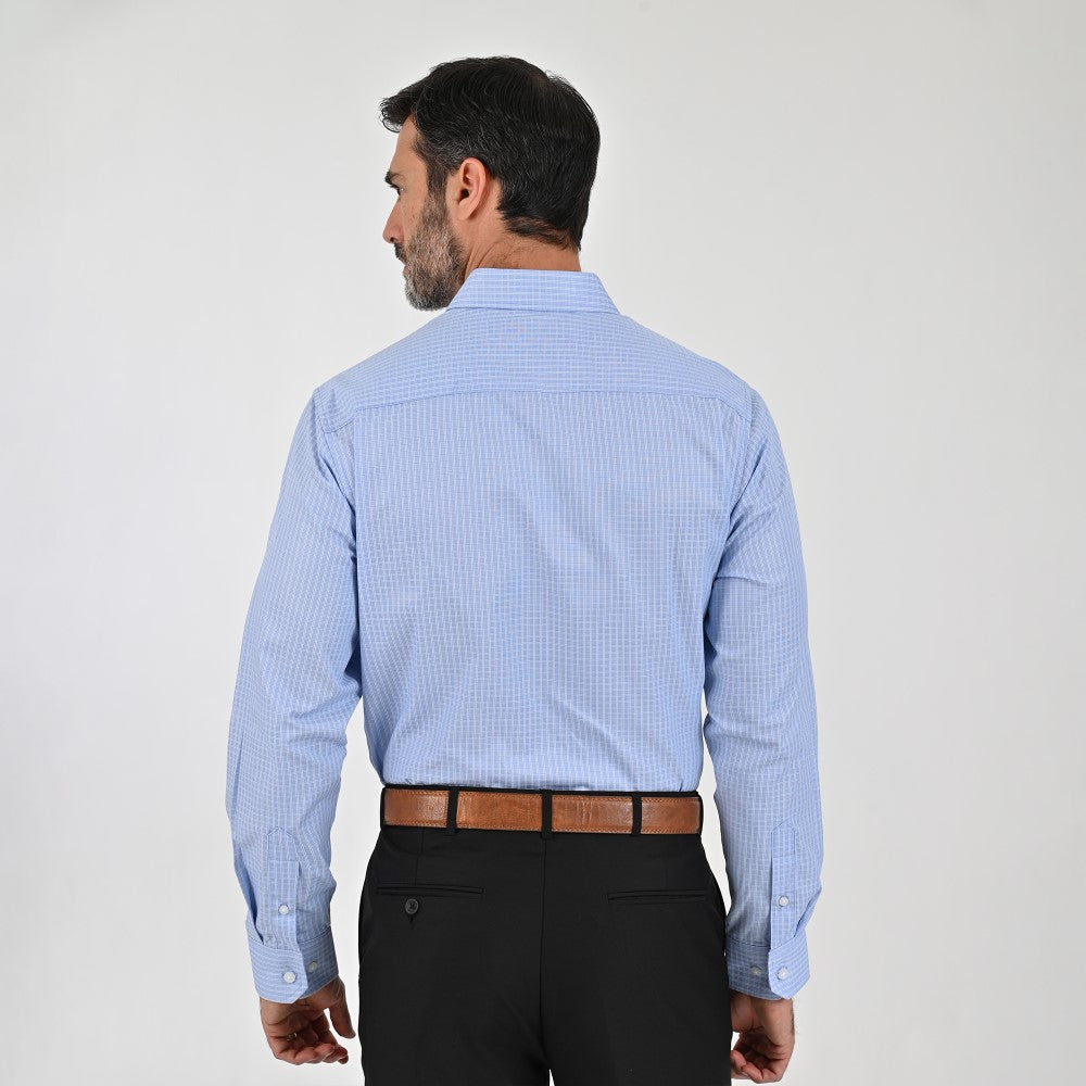 Camisa Sansabelt Para Caballero Manga Larga Regular Fit 8066 Azul