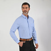 Camisa Sansabelt Para Caballero Manga Larga Regular Fit 8066 Azul