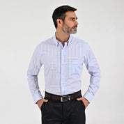 Camisa Sansabelt Para Caballero Manga Larga Regular Fit 8069 Azul