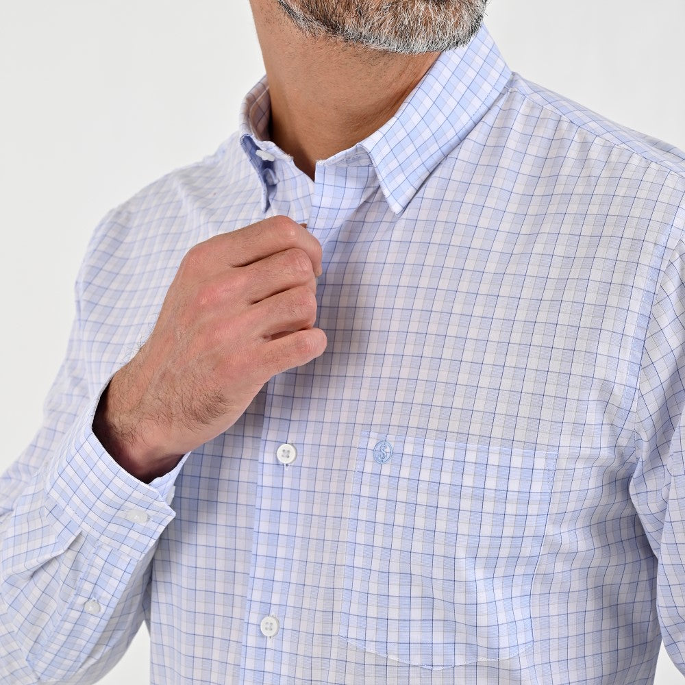 Camisa Sansabelt Para Caballero Manga Larga Regular Fit 8069 Azul