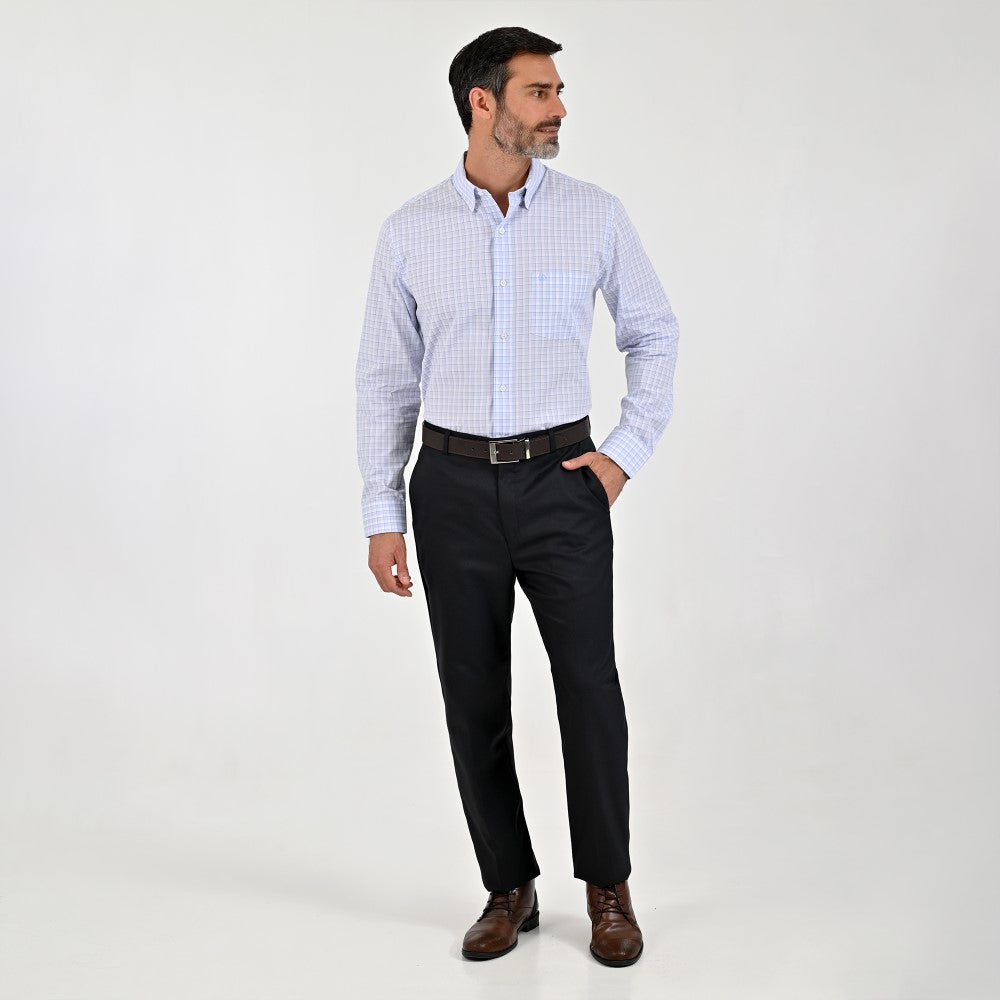 Camisa Sansabelt Para Caballero Manga Larga Regular Fit 8069 Azul