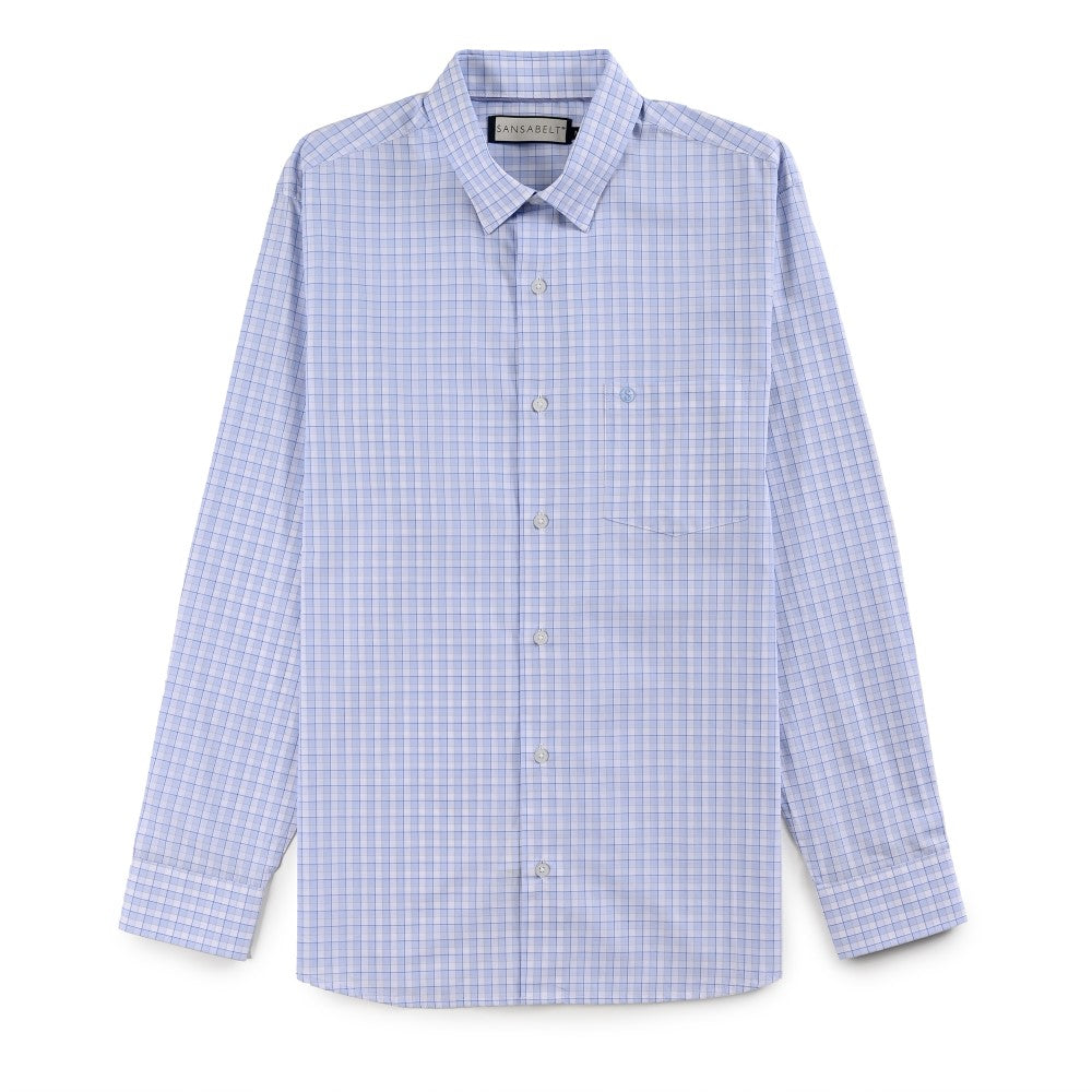 Camisa Sansabelt Para Caballero Manga Larga Regular Fit 8069 Azul