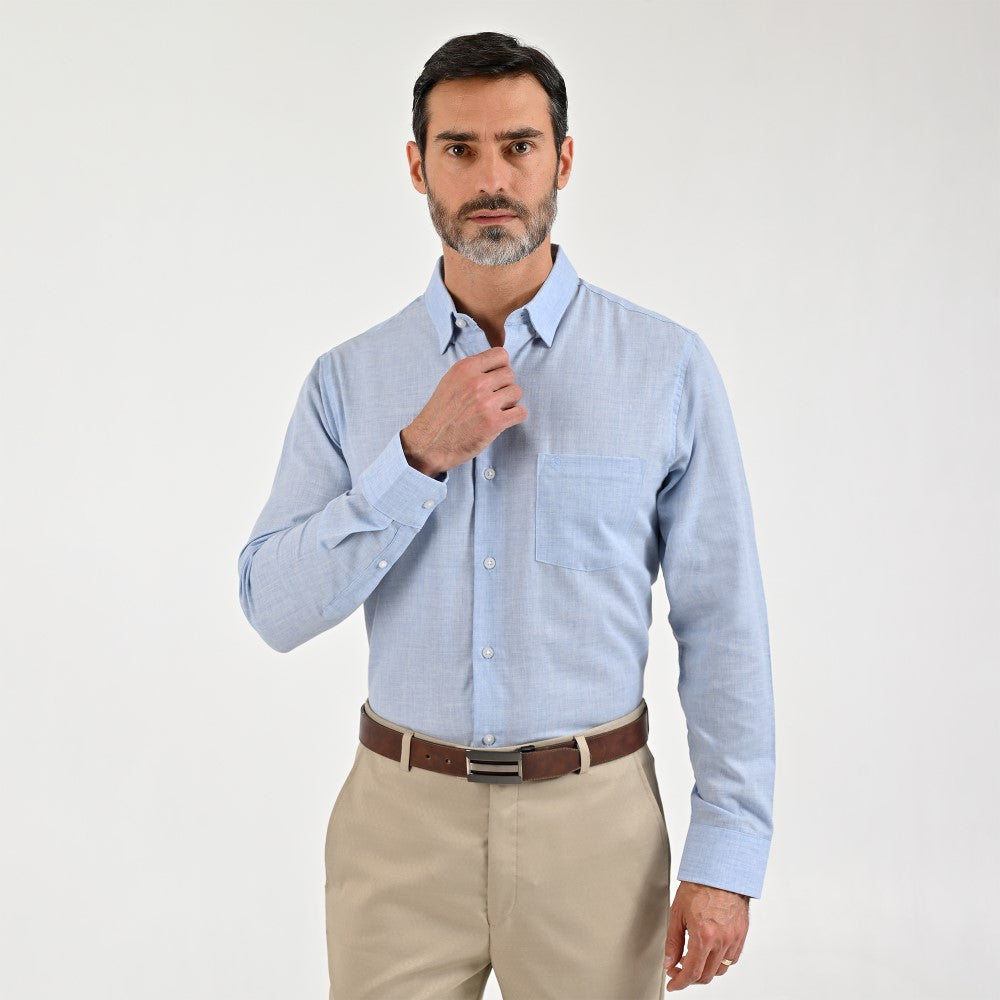 Camisa Sansabelt Para Caballero Manga Larga Regular Fit 8072 Azul