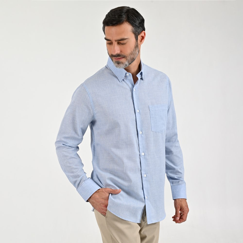 Camisa Sansabelt Para Caballero Manga Larga Regular Fit 8072 Azul