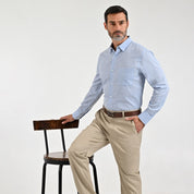 Camisa Sansabelt Para Caballero Manga Larga Regular Fit 8072 Azul
