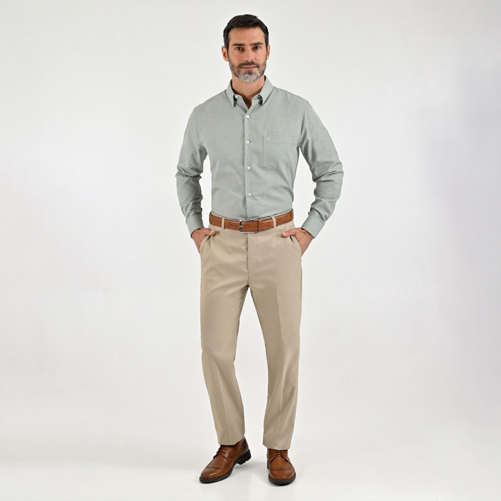 Camisa Sansabelt Para Caballero Manga Larga Regular Fit 8072 Verde