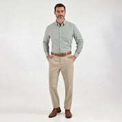 Camisa Sansabelt Para Caballero Manga Larga Regular Fit 8072 Verde