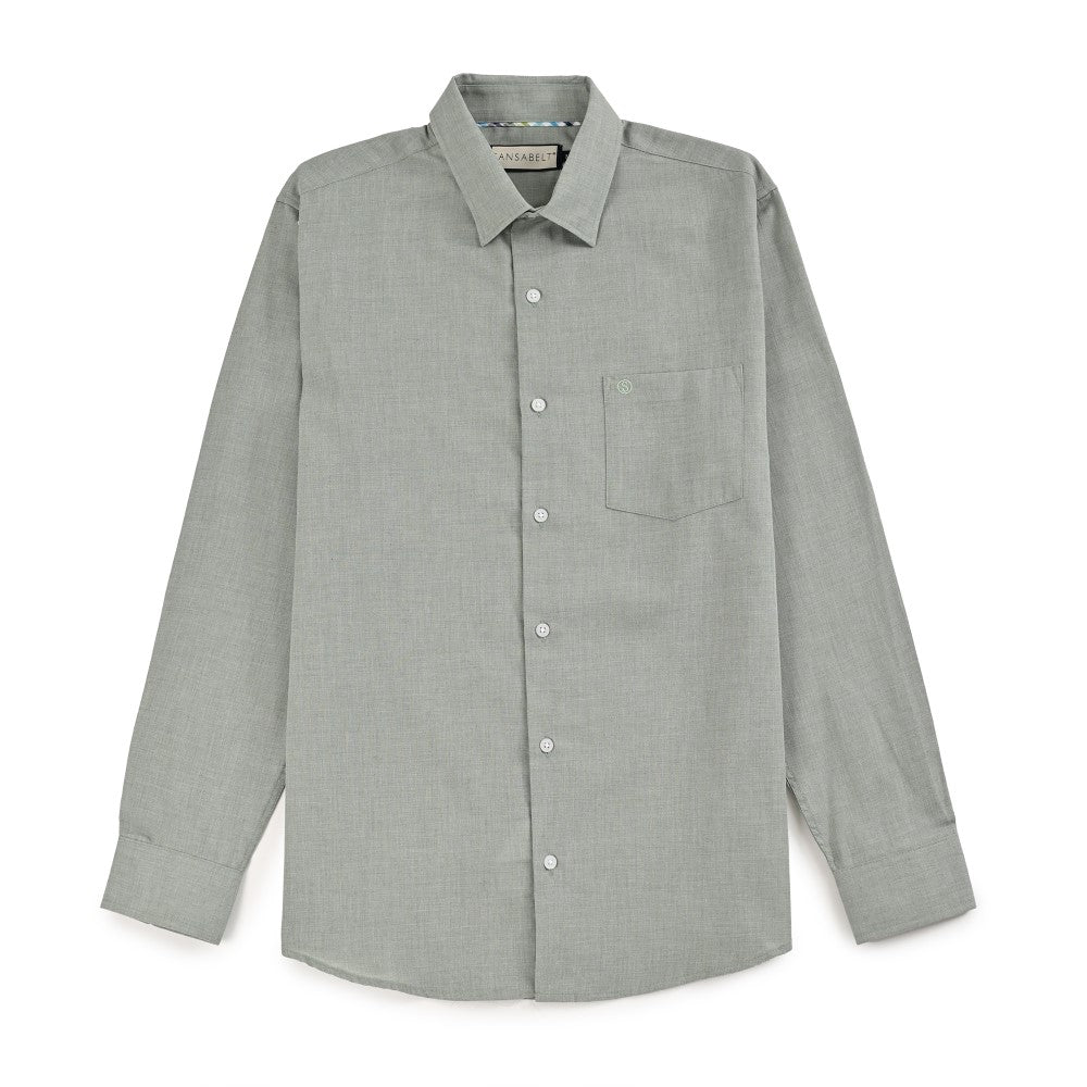 Camisa Sansabelt Para Caballero Manga Larga Regular Fit 8072 Verde